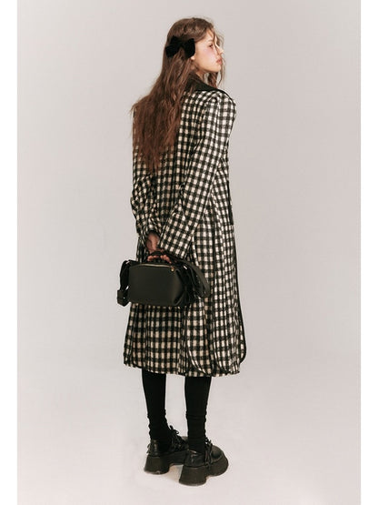 Monotone Plaid Loose Wool Coat【s0000003858】