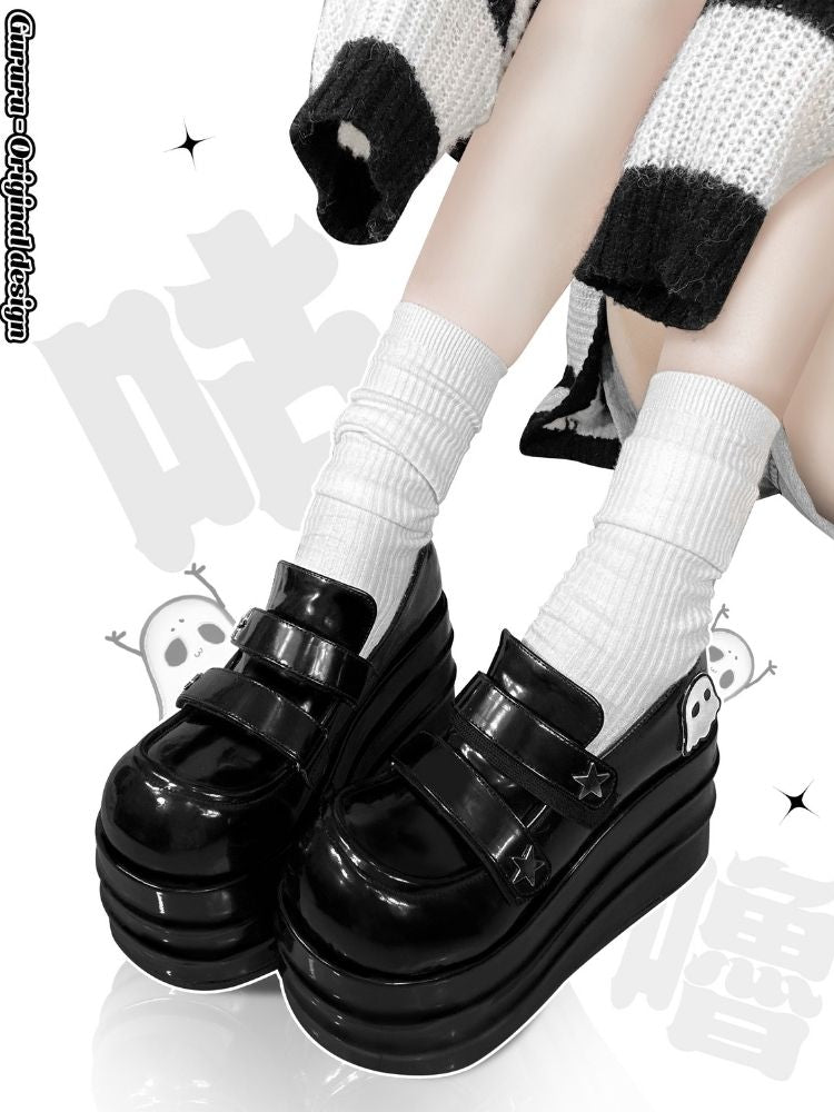 With Ghost Velcro Platform Shoes【s0000002548】