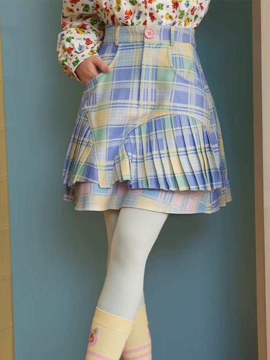 Pleated peplum cute short half skirt【s0000004506】