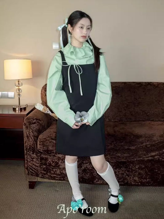 Black u-neck halter dress【s0000007931】