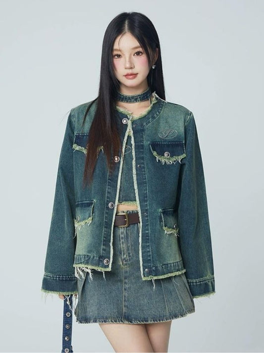 Hot girl two piece denim suit【s0000004061】