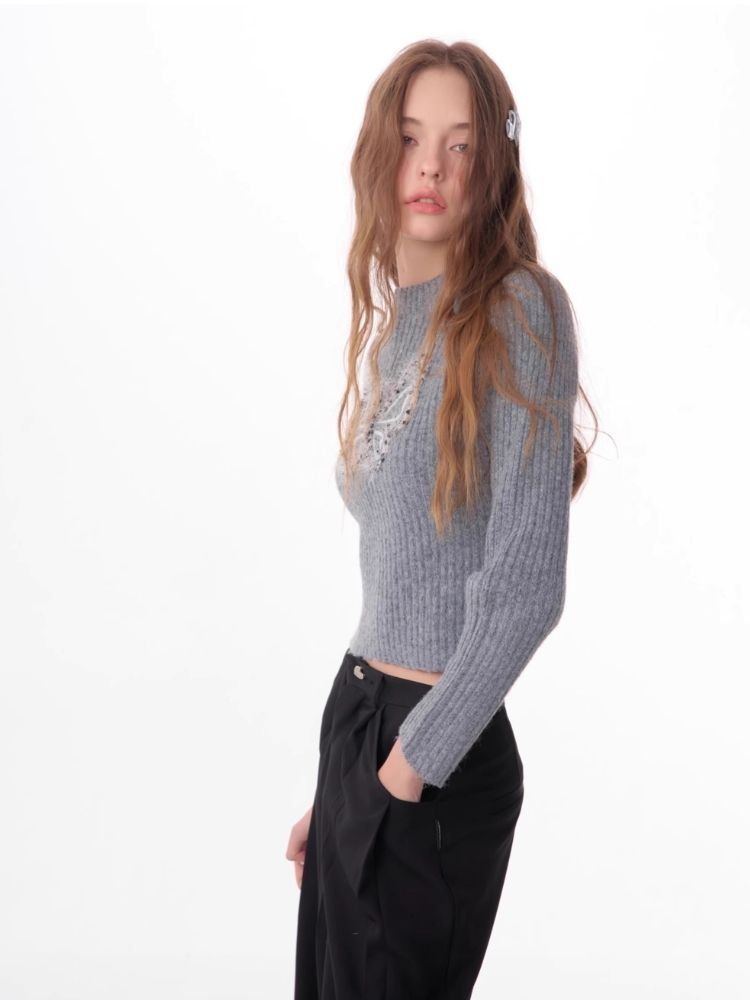 Butterfly Embroidery Long Sleeve Sweater【s0000006143】