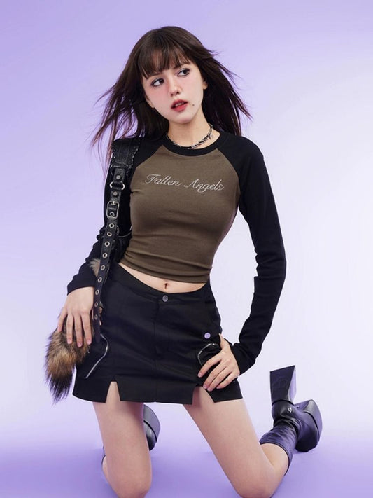 Black × Brown slim T-shirt &amp; Dress【s0000003175】