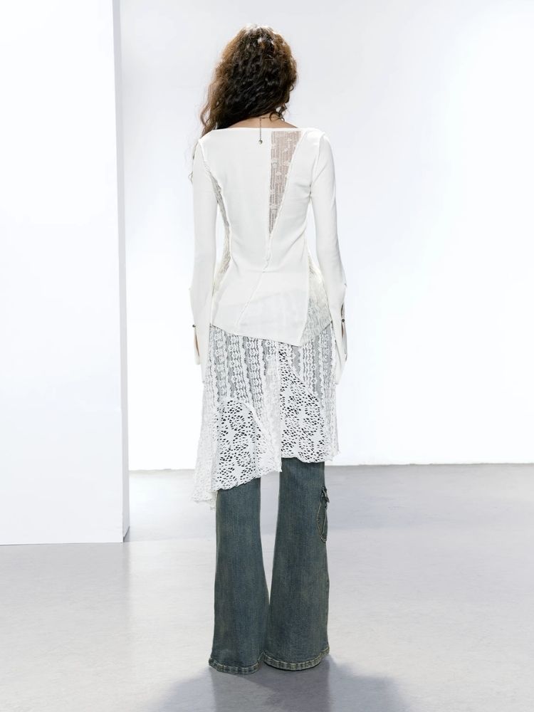 Mesh Patchwork Irregular Crushed T-Shirt【s0000005646】