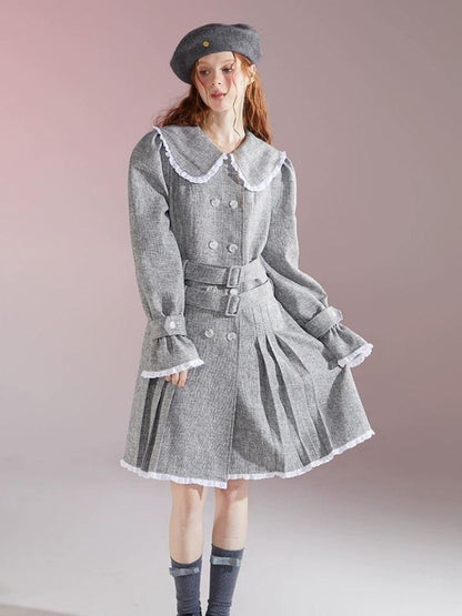 Vintage Doll Neck Long Sleeve Dress [s0000004419]