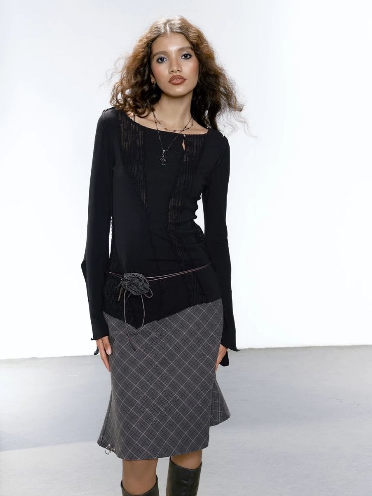 Mesh Patchwork Irregular Crushed T-Shirt【s0000005646】