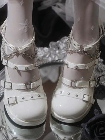 Punk Chain Buckle Belt High Heels Pumps [s0000002549]