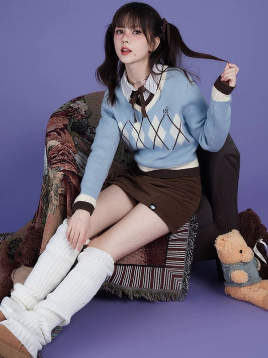 V-neck short knitted sweater【s0000005601】