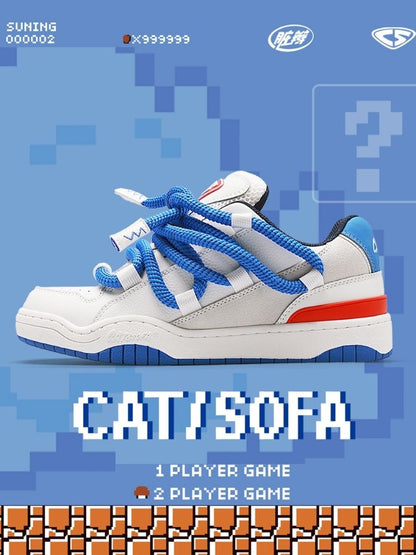 White x Blue Casual Sport Lace Up Sneakers【s0000002578】