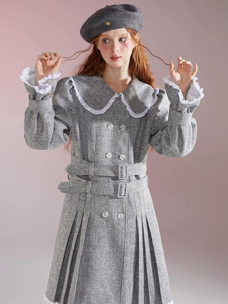 Vintage Doll Neck Long Sleeve Dress [s0000004419]