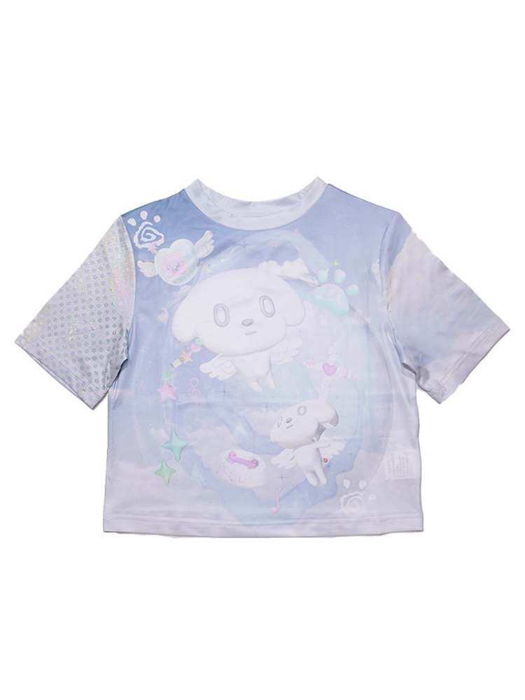 Y2K "DBAO" Angel Puppy Electronic World Short Sleeve Tee [S0000008545]