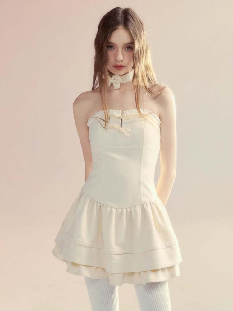 "Butterfly Swan Dream" Tube Top Puffy Dress【s0000008064】