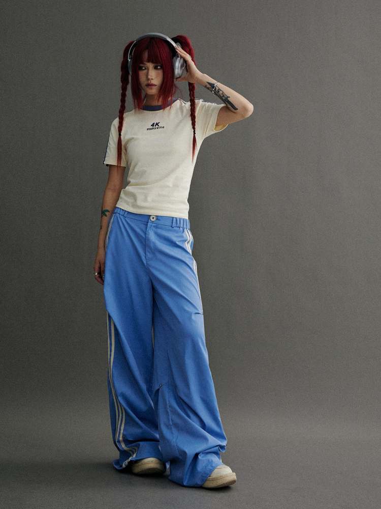 Stripe Wide Leg Jersey Pants【s0000006753】