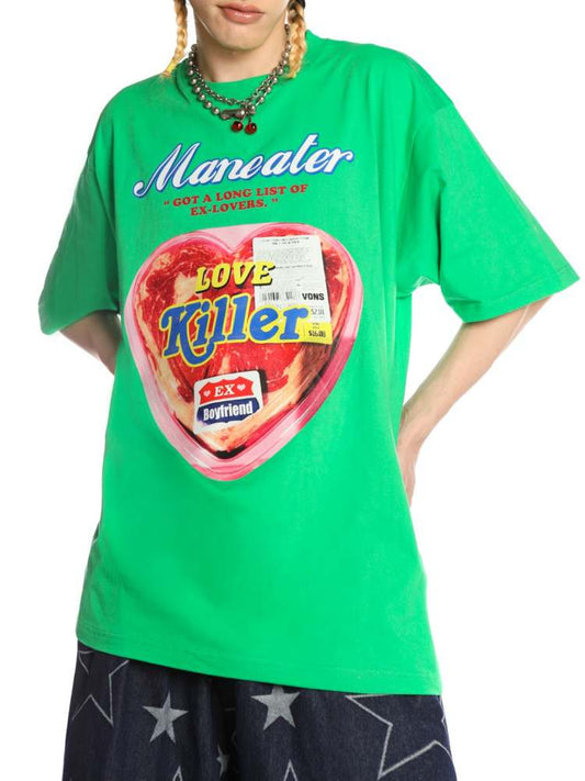 Niche Love Killer Print Short Sleeve Over Size T-Shirt【s0000008560】