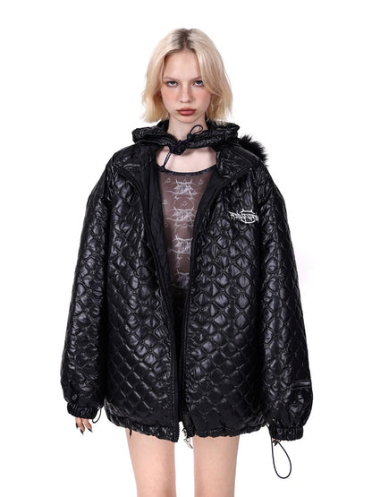 Detachable Fox Fur Hooded Loose Quilted Jacket [s0000004347]