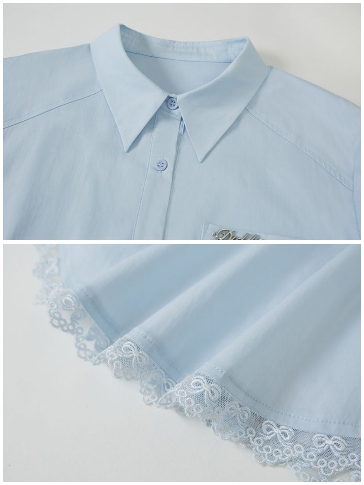 Lace Stitch Waist Slim Shirt【s0000003201】