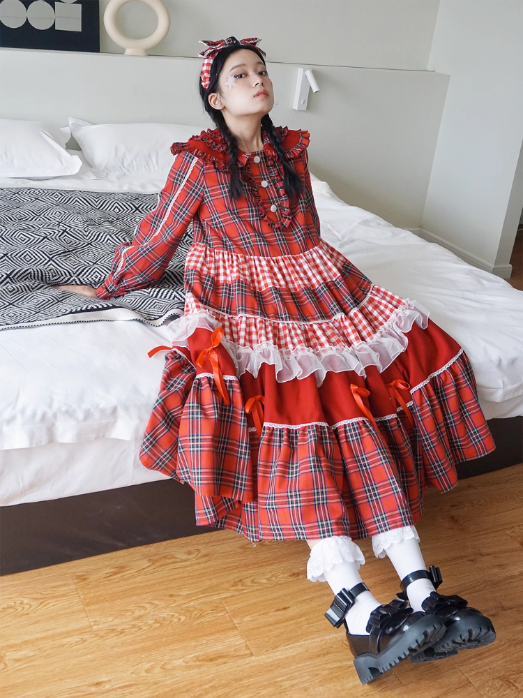 Plaid cute and sweet girl niche dress【s0000004258】