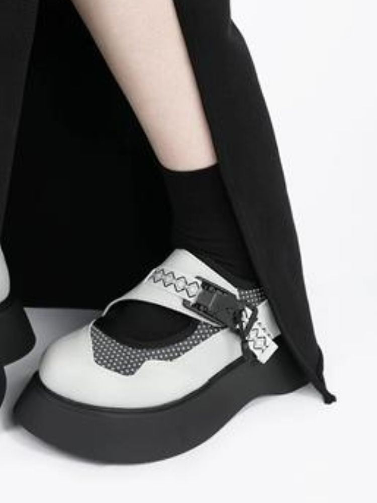 Puffy Dot Round Toe Buckle Platform Shoes【s0000002359】