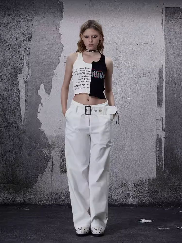 Waistless colorblocking short knitted undershirt【s0000006685】