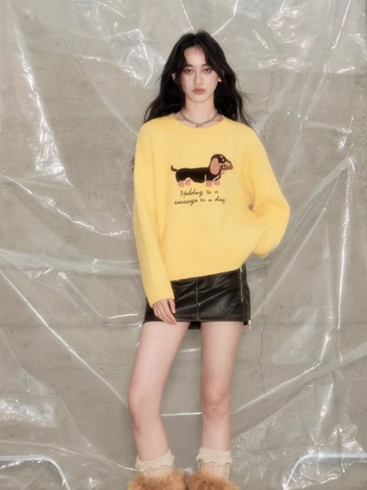Sausage dog soft sticky sweater【s0000004888】