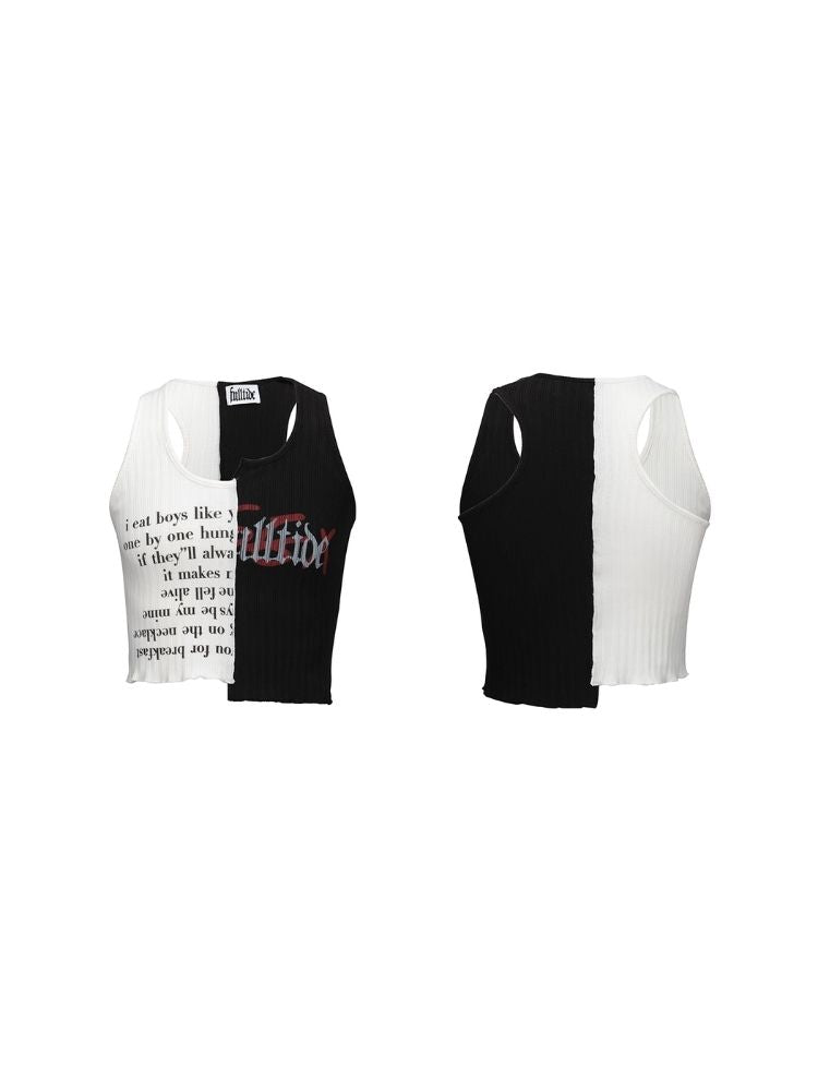 Waistless colorblocking short knitted undershirt【s0000006685】