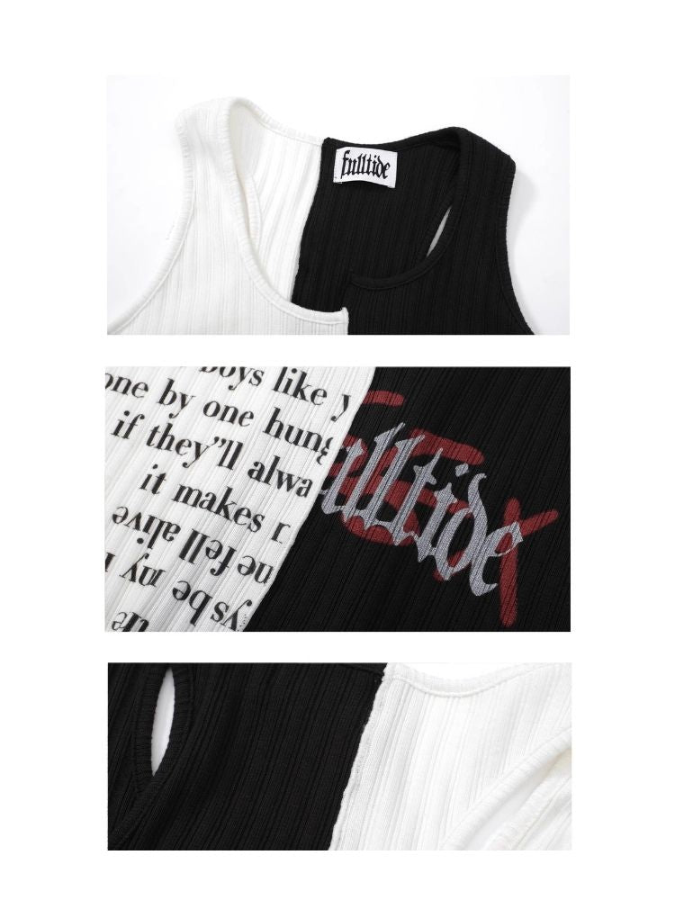 Waistless colorblocking short knitted undershirt【s0000006685】