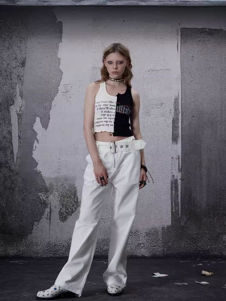 Waistless colorblocking short knitted undershirt【s0000006685】