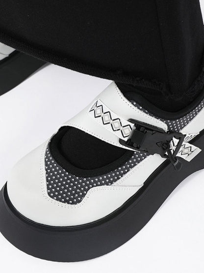 Puffy Dot Round Toe Buckle Platform Shoes【s0000002359】