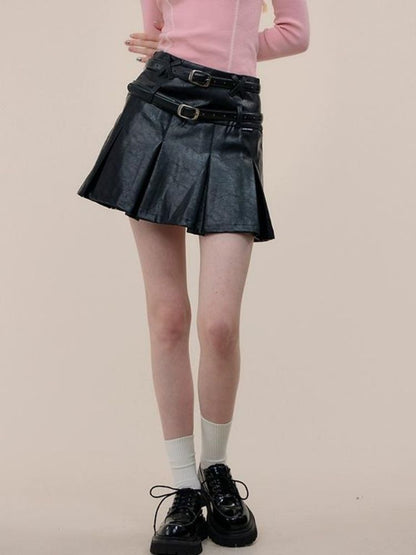 High waist slim pleated skirt【s0000003753】