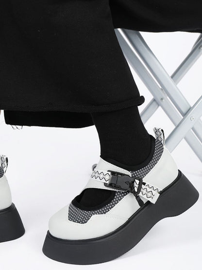 Puffy Dot Round Toe Buckle Platform Shoes【s0000002359】