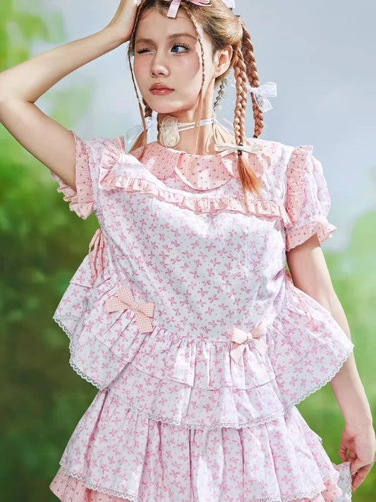 Cute Doll Neck Short Sleeve Blouse【s0000008234】