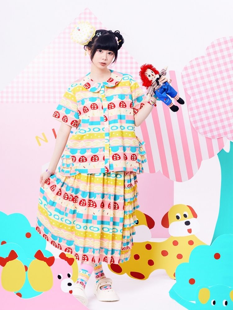 Showa girl colorful shirt 【s0000002876】