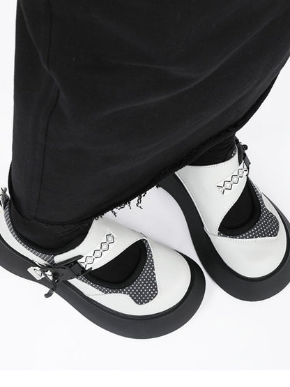 Puffy Dot Round Toe Buckle Platform Shoes【s0000002359】