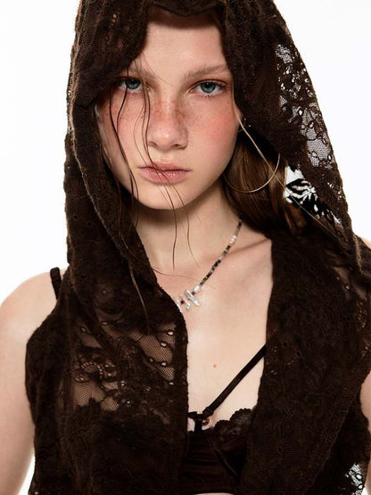 LAZY LACE SHEER HOODED TOPS [S0000009148]