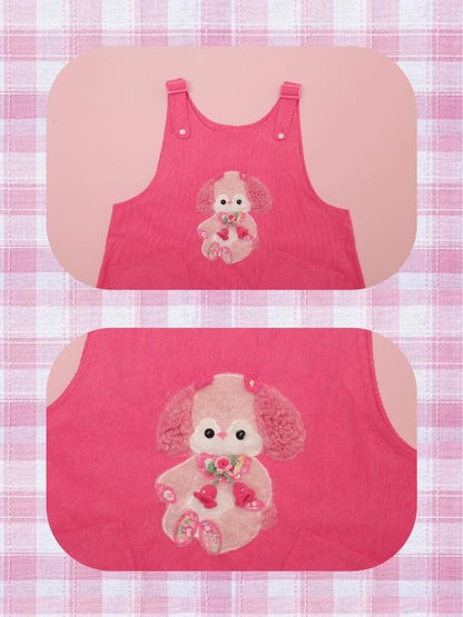 Puppy Doll Applique Cute Corduroy Tank Dress【s0000004294】