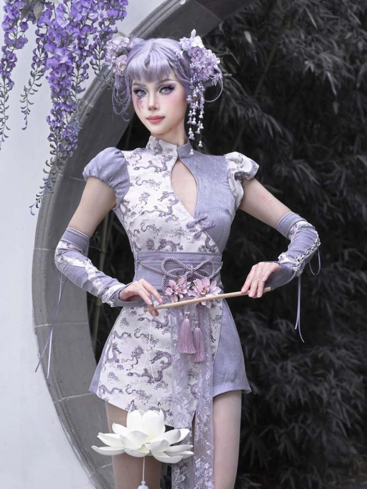 DRAGON PATTERN CHINESE Dress & Ribbon Flower Girdle [S0000009041]