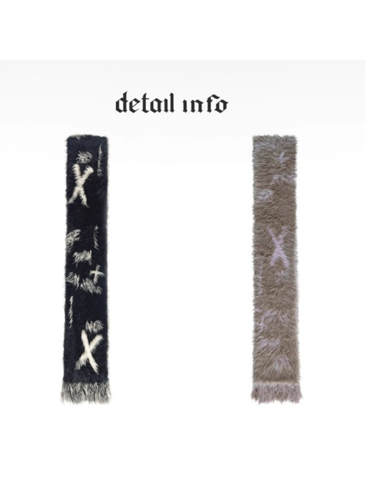 Punk Graffiti Mink Lazy Super Long Knit Scarf [s0000003879]