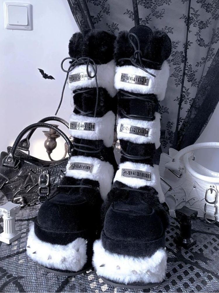 Plush platform boots [s0000004042]