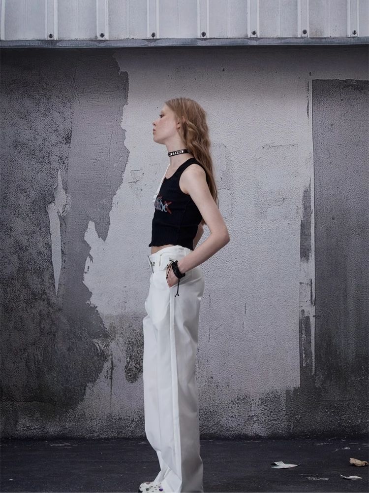 Waistless colorblocking short knitted undershirt【s0000006685】