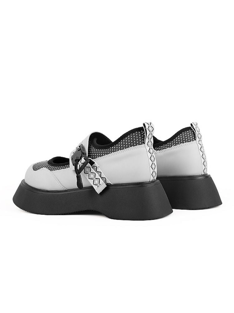 Puffy Dot Round Toe Buckle Platform Shoes【s0000002359】