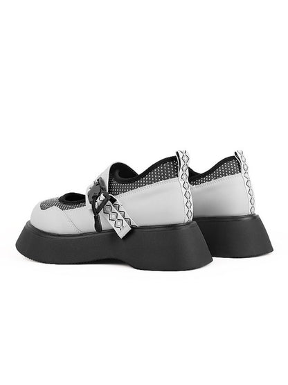 Puffy Dot Round Toe Buckle Platform Shoes【s0000002359】