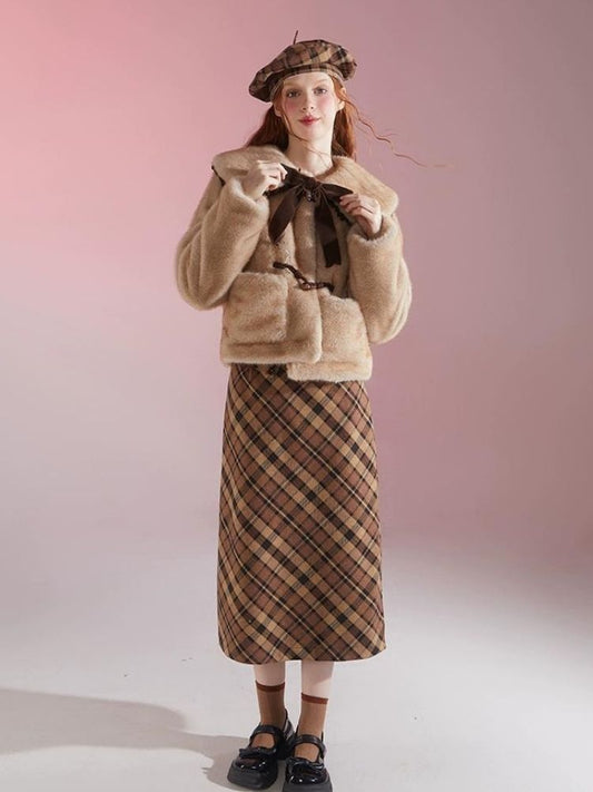 Vintage Plaid Semi Skirt【s0000004598】