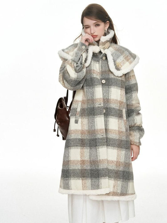 Plaid mid length coat【s0000004043】