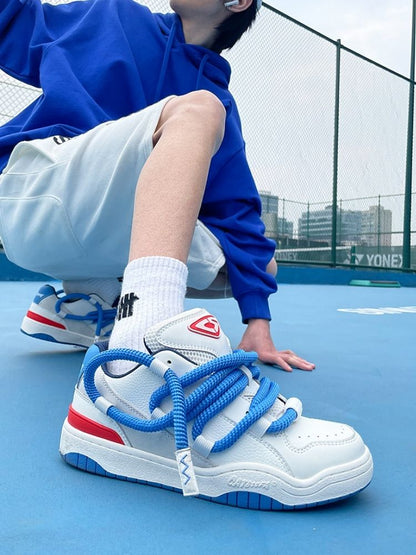 White x Blue Casual Sport Lace Up Sneakers【s0000002578】