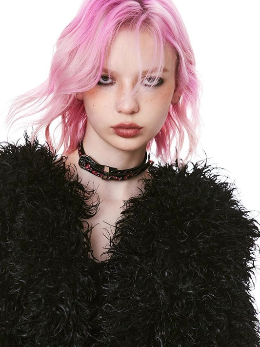 Rock Patent Leather Logo Necklace Choker【s0000004961】 