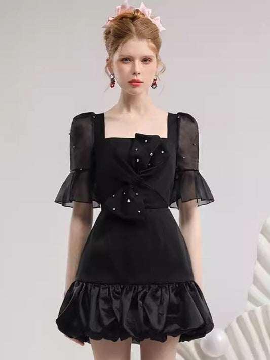 Three-dimensional bow organza dress【s0000007289】