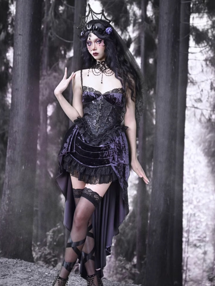 Gothic Velvet Lace Suspender Dress【s0000003866】