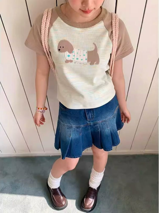 Embroidery Shoulder Sleeve Slim Short Top T-Shirt【s0000007706】