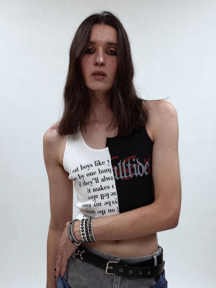 Waistless colorblocking short knitted undershirt【s0000006685】