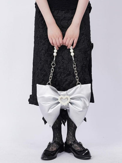 Silver bow ladies bag【s0000002926】